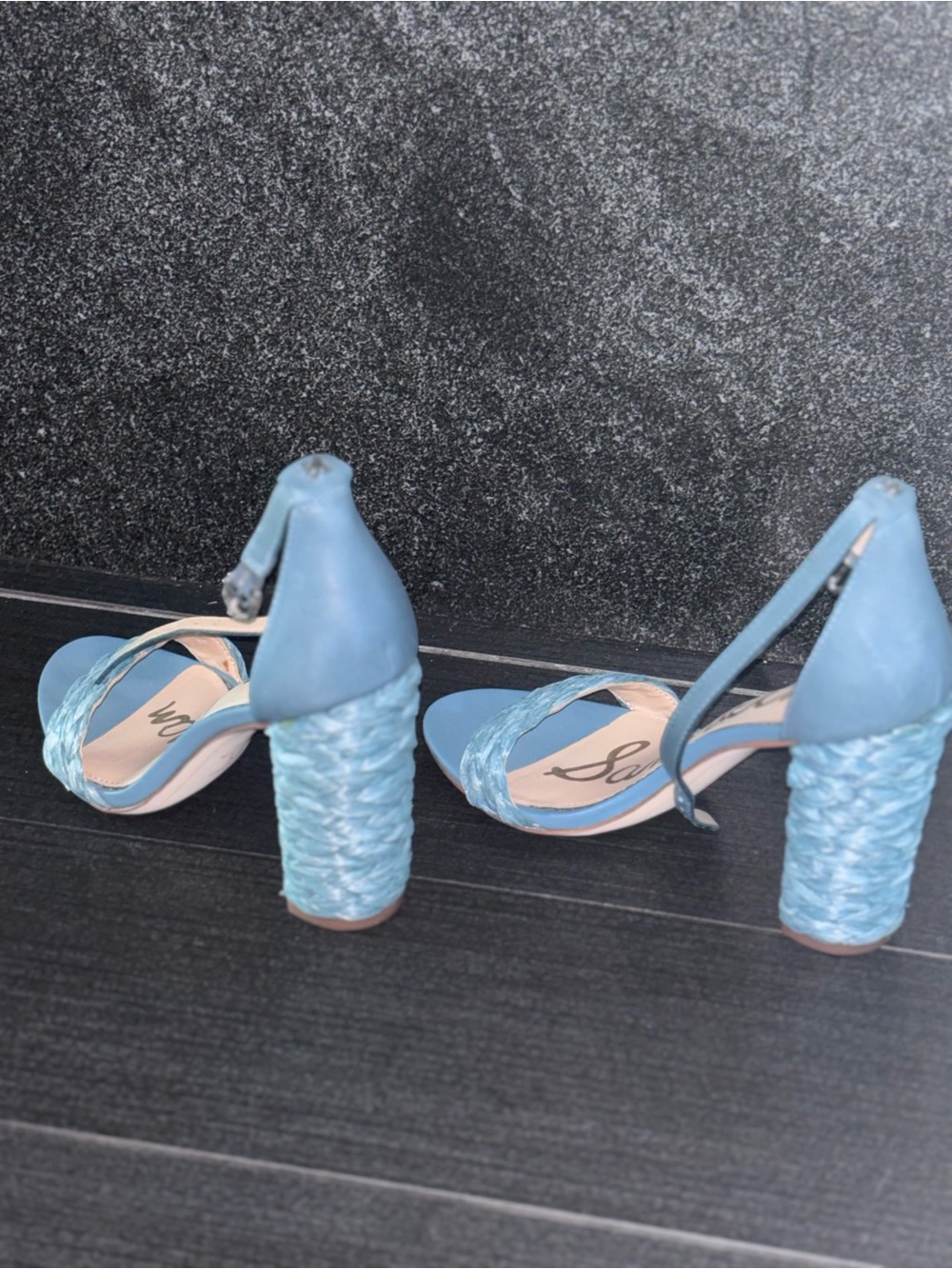 Sam Edelman Blue Braided Block Heel Sandals - Picture 4 of 6